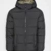 Pier One Uomo BASIC PUFFER JACKET WITH CONTRAST HOOD - Giacca Invernale - Black/olive -Offerta Economica Pier One 0af67baf0bbc42b4b7721cbde50c95b0