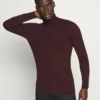 Pier One Uomo MUSCLE FIT TURTLE - Maglione - Mottled Bordeaux