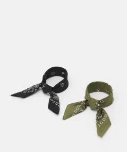 Pier One BANDANA 2 PACK UNISEX - Foulard - Black/olive