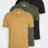 Pier One Uomo 3 PACK - Polo - Camel/khaki/black