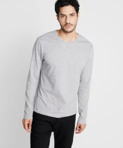 Pier One Uomo Maglietta A Manica Lunga - Mottled Grey