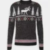 Pier One Uomo WINTERY CHRISTMAS JUMPER - Maglione - Black