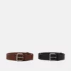 Pier One UNISEX 2 PACK - Cintura - Cognac/black