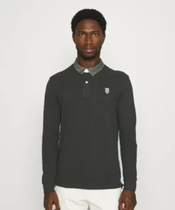 Pier One Uomo COLLAR RUGBY - Polo - Mottled Dark Grey