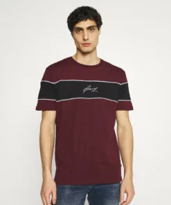 Pier One Uomo T-shirt Con Stampa - Bordeaux/black/white