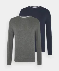 Pier One Uomo 2 PACK - Maglione - Dark Blue/mottled Dark Grey