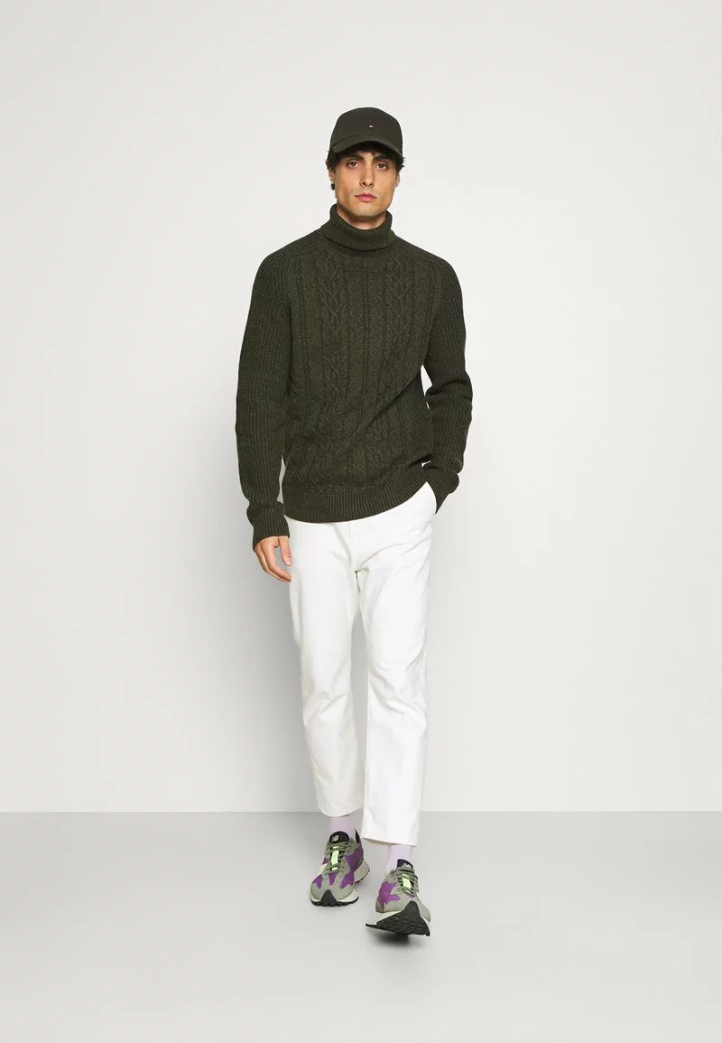 Pier One Uomo NEW CABLE TURTLENECK JUMPER - Maglione - Mottled Olive 4 Pier One Uomo NEW CABLE TURTLENECK JUMPER - Maglione - Mottled Olive - immagine 2