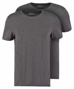 Pier One Uomo 2 PACK - T-shirt Basic - Dark Grey Melange