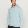 Pier One Uomo PLAIN SKATER HOODY - Felpa Con Cappuccio - Light Blue