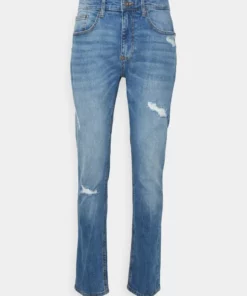 Pier One Uomo DISTRESSED DENIM SLIM FIT - Jeans Slim Fit - Light Blue