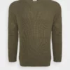 Pier One Uomo BIG STITCH MIX CREWNECK - Maglione - Olive