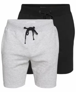 Pier One Uomo 2 PACK - Shorts - Light Grey /black
