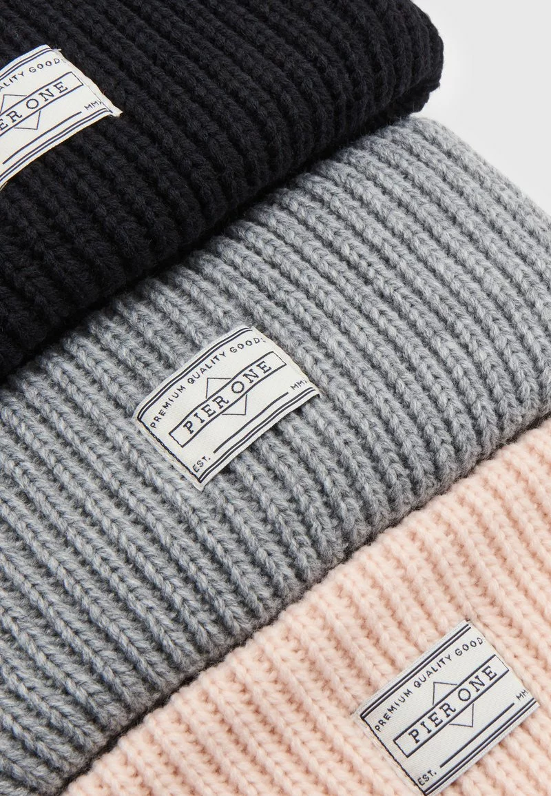 Pier One 3 PACK UNISEX - Berretto - Black/grey/light Pink 5 Pier One 3 PACK UNISEX - Berretto - Black/grey/light Pink - immagine 3