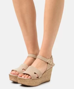 Pier One Donna LEATHER - Sandali Con Plateau - Beige