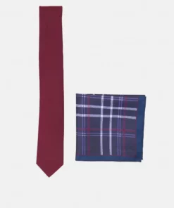 Pier One Uomo SET - Cravatta - Bordeaux/dark Blue