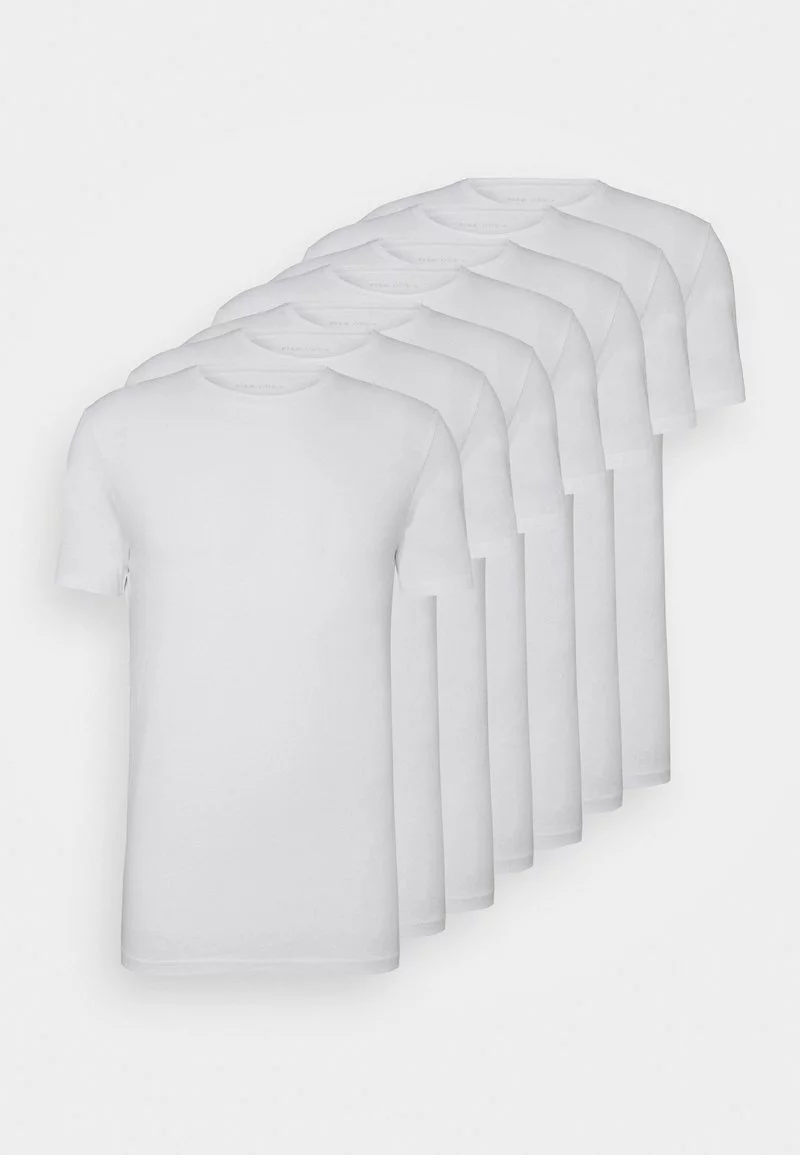 Pier One Uomo 7 PACK - T-shirt Basic - White 3 Pier One Uomo 7 PACK - T-shirt Basic - White