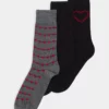Pier One Uomo VALENTINES SOCK 3 PACK - Calze - Black/red/mottled Grey
