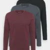 Pier One Uomo 3 PACK - Maglietta A Manica Lunga - Bordeaux/black/dark Blue -Offerta Economica Pier One b50b24167dba4d05b04838e9a917572b