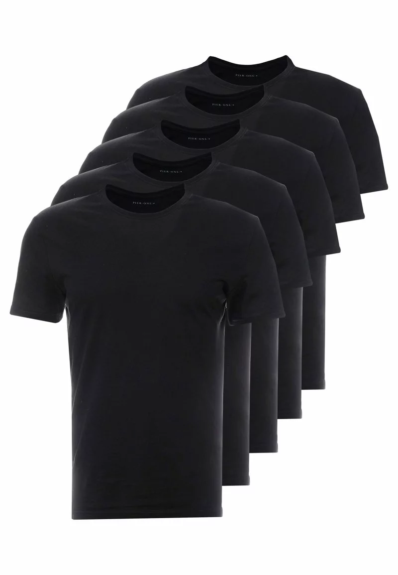 Pier One Uomo 5 PACK - T-shirt Basic - Black 6 Pier One Uomo 5 PACK - T-shirt Basic - Black - immagine 4
