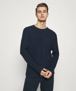 Pier One Uomo RIBBED LOUNGE TOP - Maglia Del Pigiama - Dark Blue