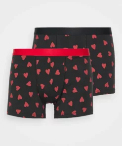Pier One Uomo VALENTINE'S HEARTS BOXERS 2PACK - Culotte - Black/red