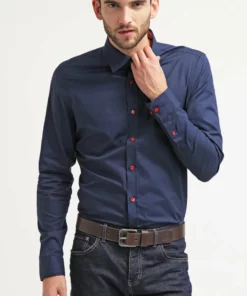 Pier One Uomo Camicia - Dark Blue/red