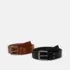 Pier One Unisex 2 PACK - Cintura - Black/cognac