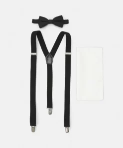 Pier One Uomo SUSPENDER/HOSENTRÄGER SET - Fazzoletti Da Taschino - Black