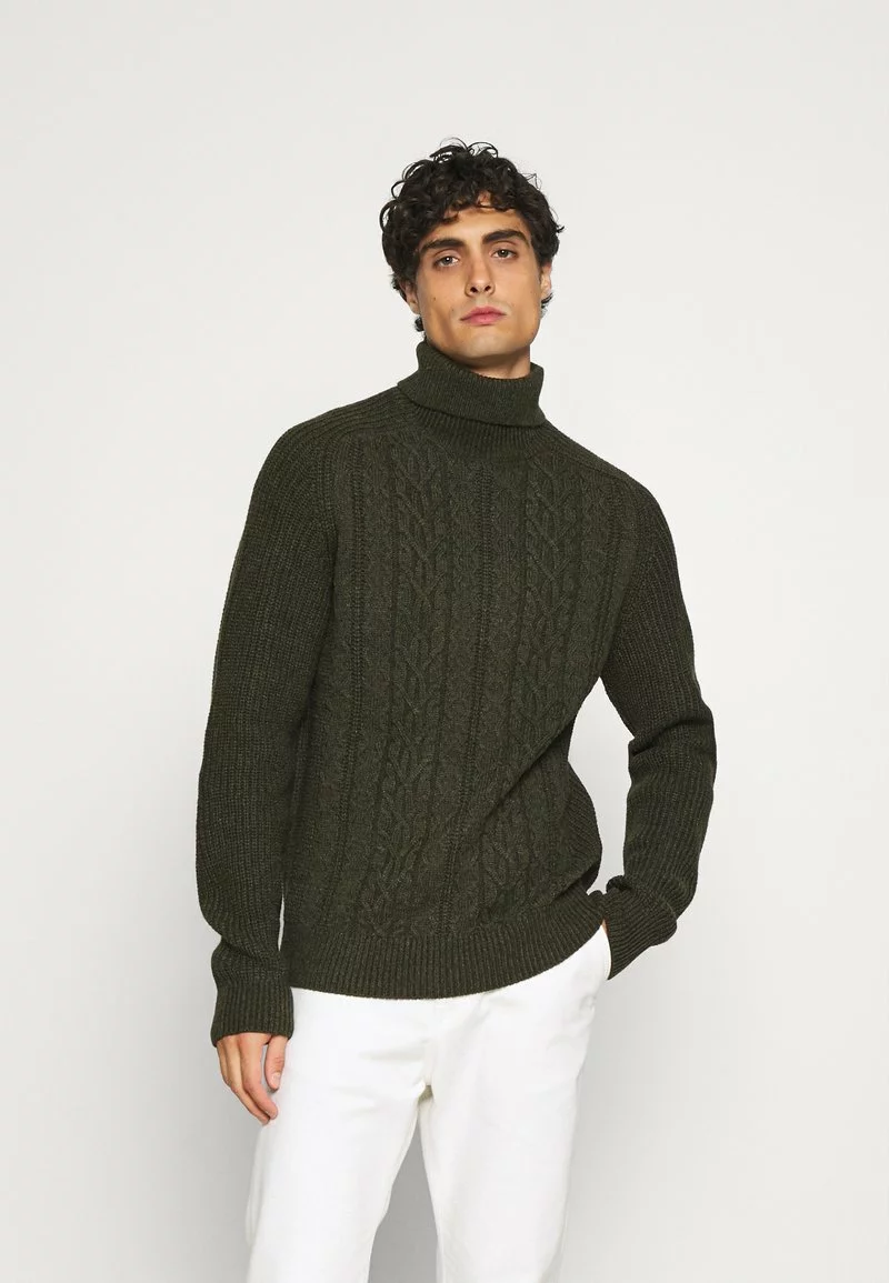 Pier One Uomo NEW CABLE TURTLENECK JUMPER - Maglione - Mottled Olive 3 Pier One Uomo NEW CABLE TURTLENECK JUMPER - Maglione - Mottled Olive